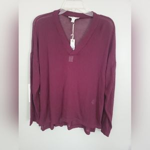 NWT Womens She + Sky Mesh Sheer Long Sleeved Purple Sweater Size Medium.